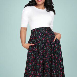 Collectif Megan Sweetheart Cherry Swing Skirt